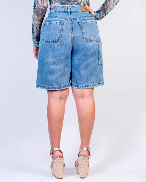 Short jean biker tiro alto | J23371