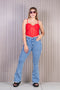 Jean flare bota campana tiro alto | J7606