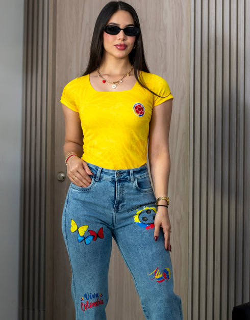 Jean Graphic Denim SELECCIÓN COLOMBIA bota recta | J9077