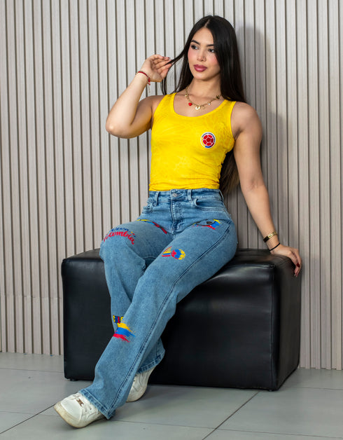 Jean Graphic Denim SELECCIÓN COLOMBIA bota recta | J9077