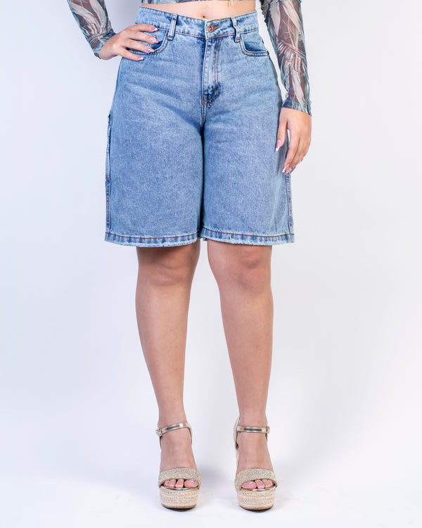 Short jean biker tiro alto | J23371