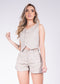 Conjunto Dril short mas chaleco color caqui.